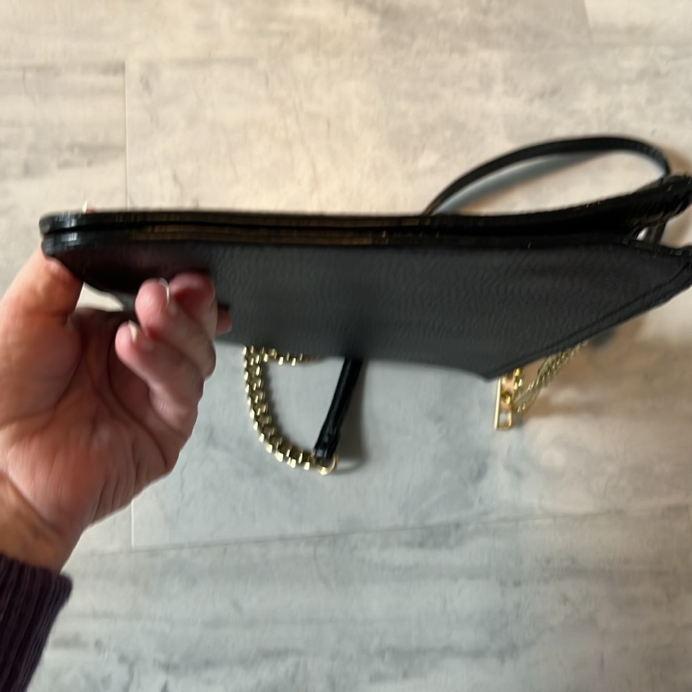 Ann Taylor Mini iPad bag   Wrap gift in this !  genuine leather  black/gold NWT - Picture 9 of 15